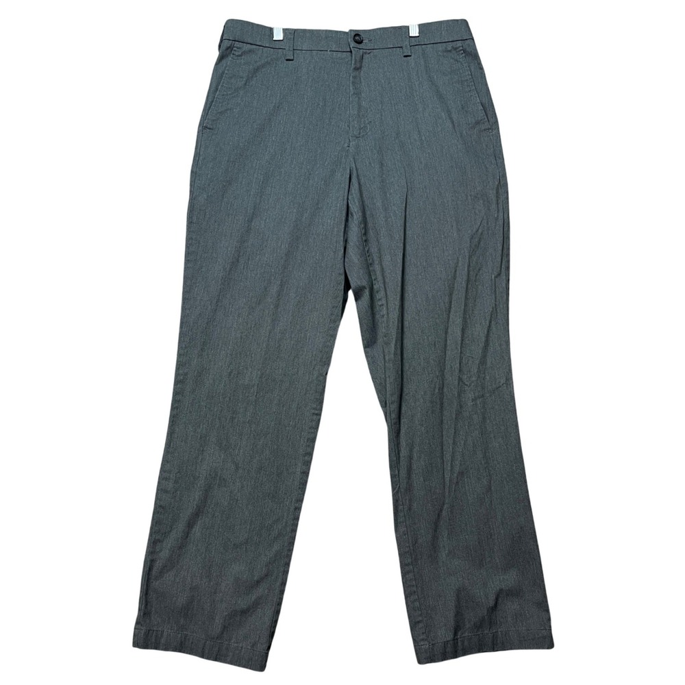 Croft Barrow Classic Fit Pants Mens 34x32 Gray Heathered Flat Front Stretch EUC